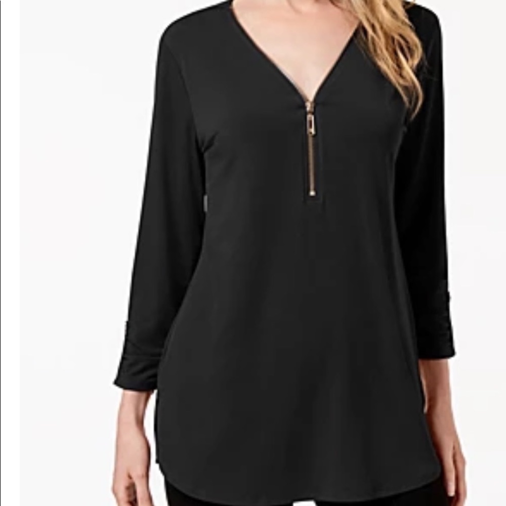 JM Collections Black Zip Top